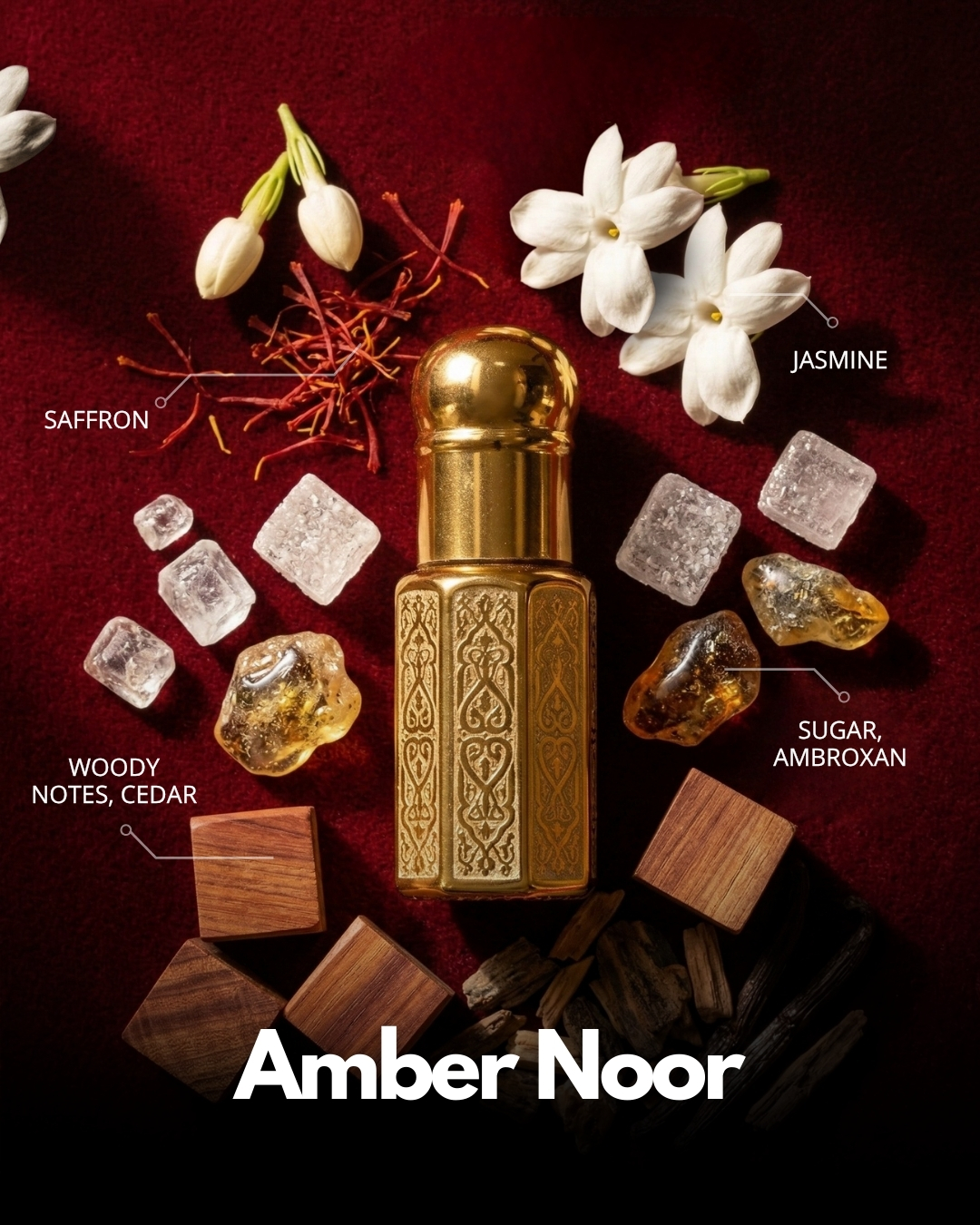Amber Noor Roll-On Attar (Premium Wooden Box, 6ml)