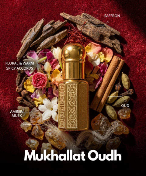 Mukhallat Oudh Roll-On Attar (Premium Wooden Box, 6ml)